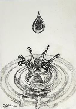 Druga kapljica vode (Svinčnik 21x30 - 2023) Jožef Anžič